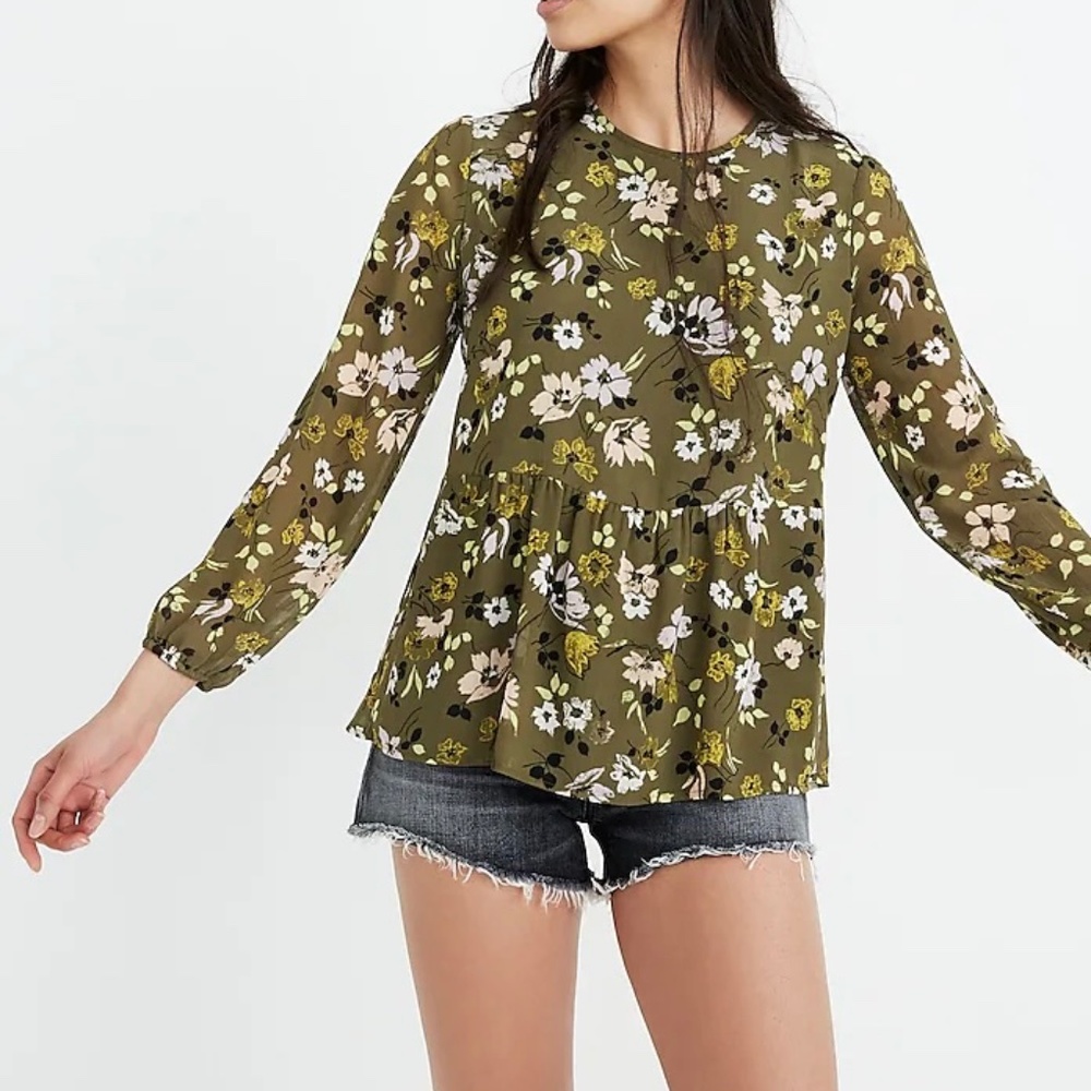 Madewell Georgette peplum top in Wild Blooms Size M